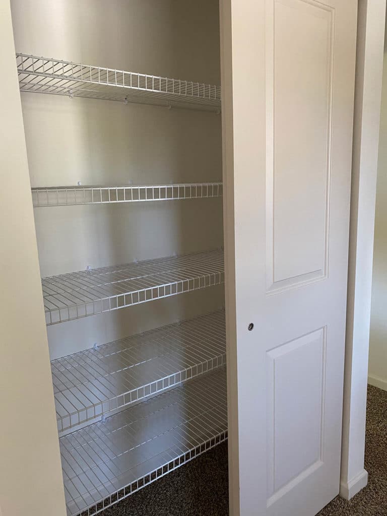 Linen closet organizer in renovated units