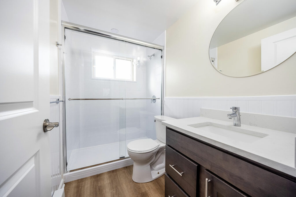 Renovated 1-Bedroom Apartment Bathroom with Contemporary Shower Design at Town Hall Terrace